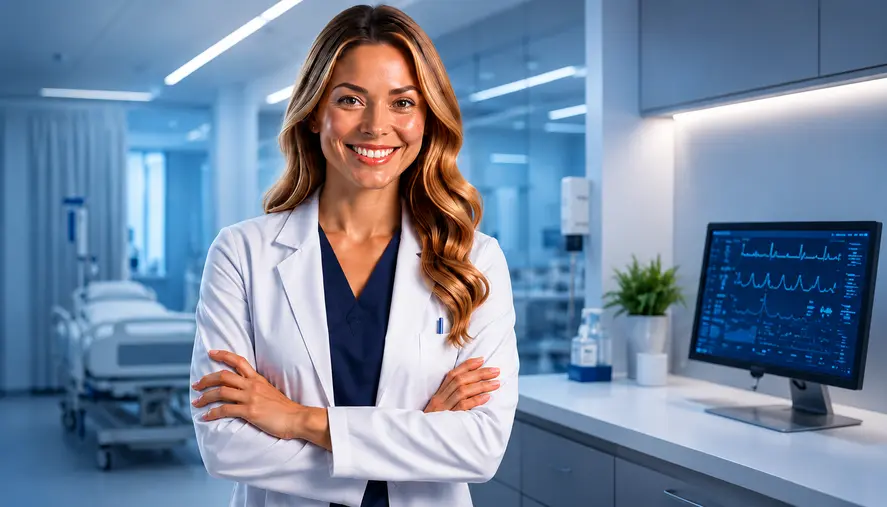 Healthcare professional using secure IT systems