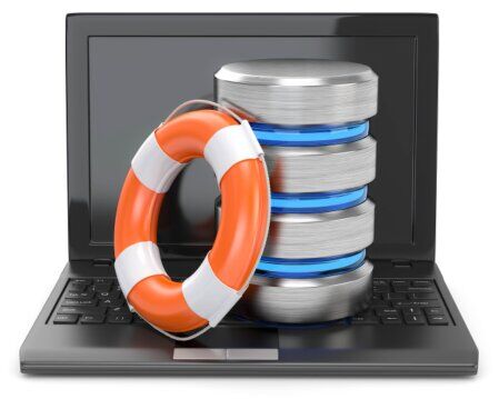 Data backup and recovery concept with cloud and shield